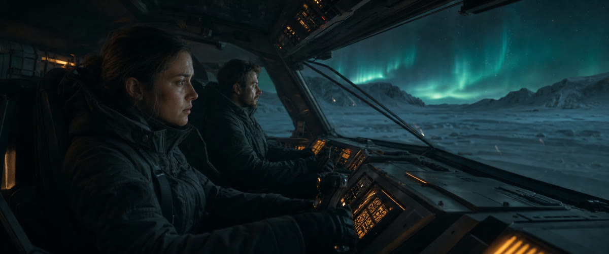 Aurora Expedition storyboard frame: Cockpit